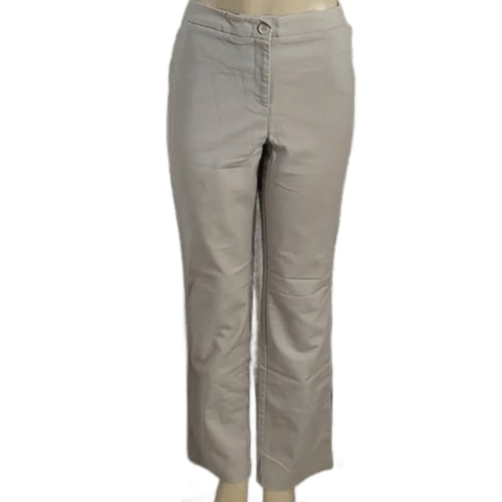 Chico's tan pants pockets on the sides 87% cotton 3% spandex Size 2